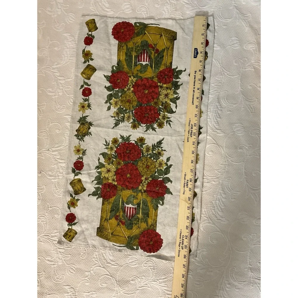 Vintage Colonial Parisian Eagle Drum Line Tea Towel Floral Bouquet Americana NEW